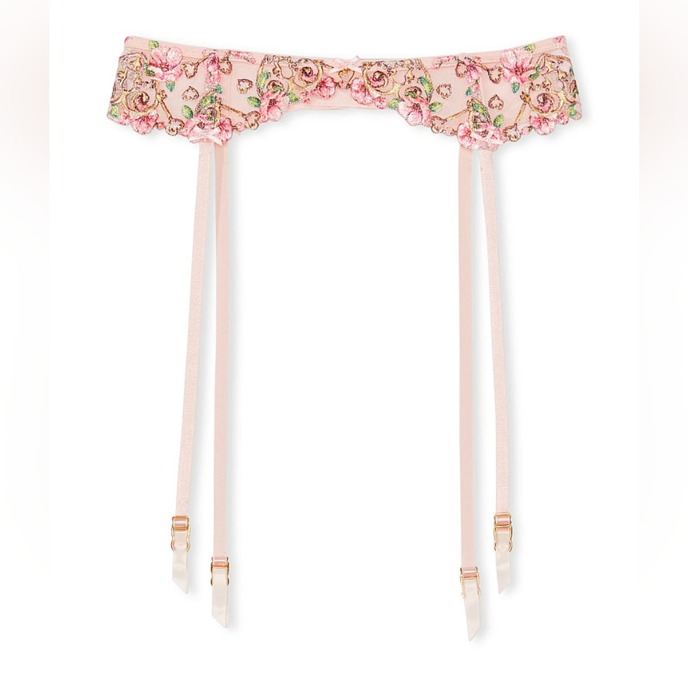 Victoria's Secret dream angels floral embroidered garter belt M/L